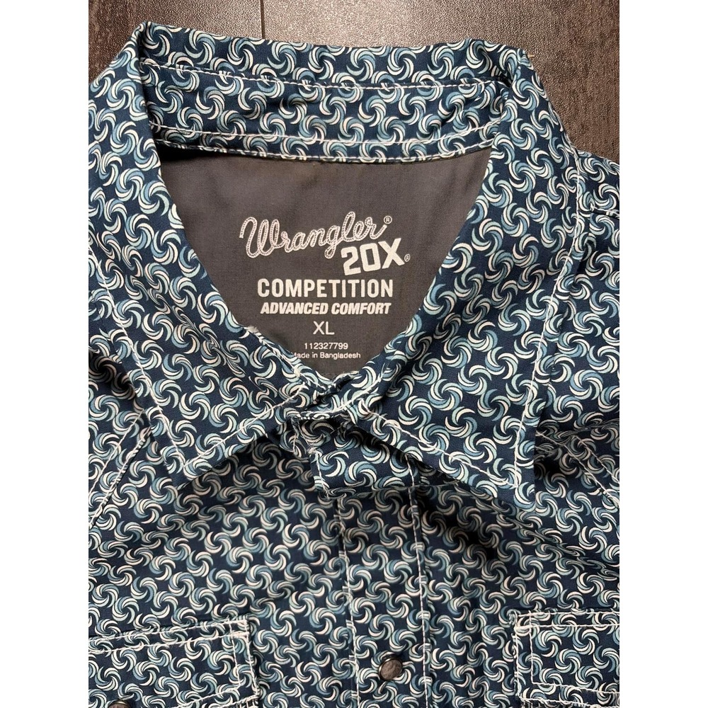 Wrangler 20X Western Shirt Mens XL Blue Short Sleeve Competition Snap Button